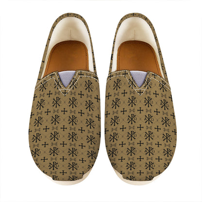 Beige And Black Orthodox Pattern Print Casual Shoes
