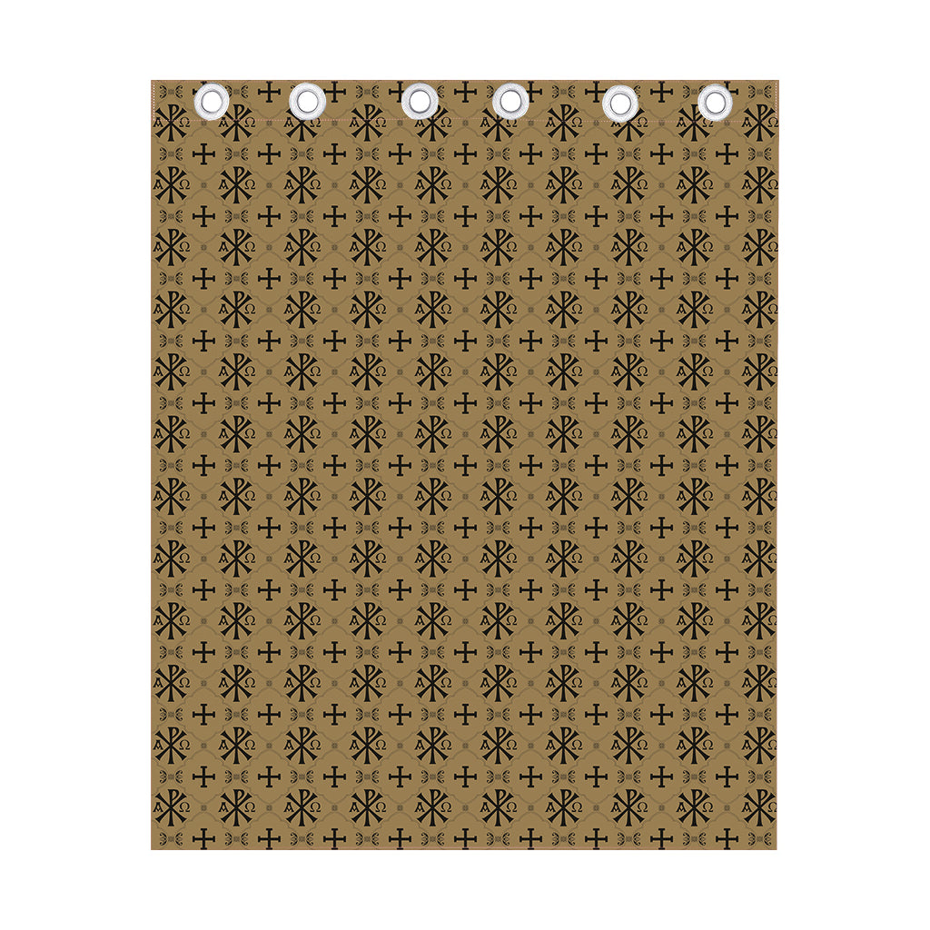 Beige And Black Orthodox Pattern Print Curtain