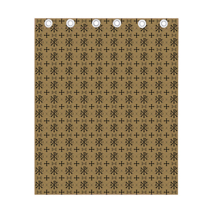 Beige And Black Orthodox Pattern Print Curtain