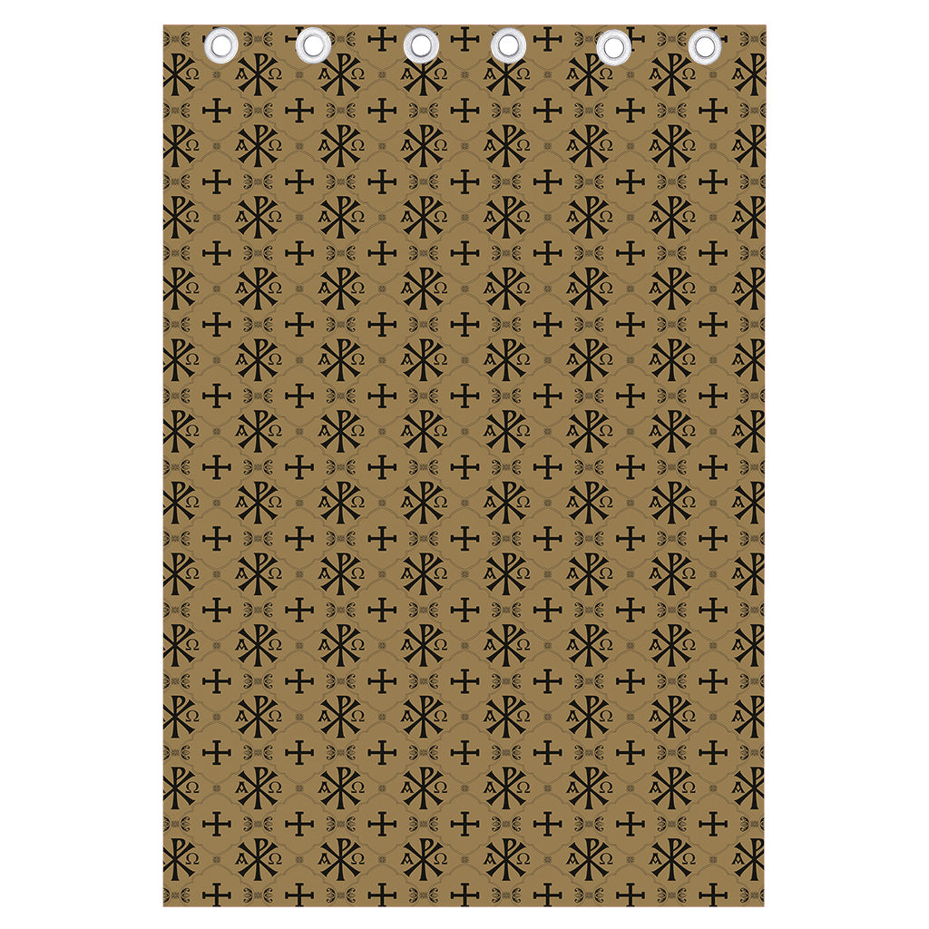 Beige And Black Orthodox Pattern Print Curtain