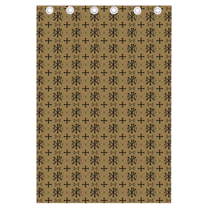Beige And Black Orthodox Pattern Print Curtain