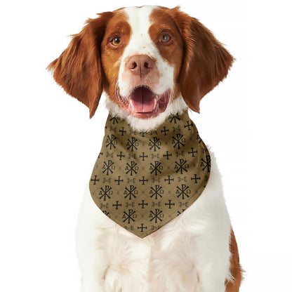 Beige And Black Orthodox Pattern Print Dog Bandana