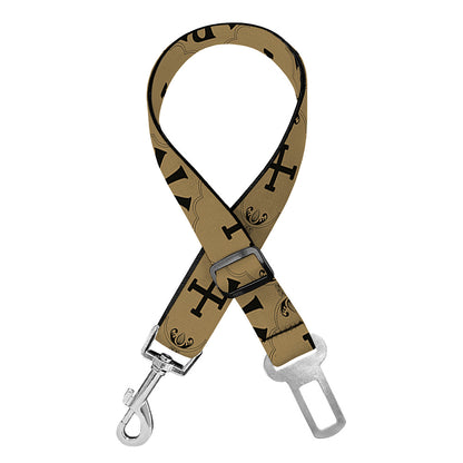 Beige And Black Orthodox Pattern Print Dog Seat Belt