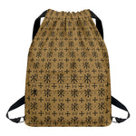 Beige And Black Orthodox Pattern Print Drawstring Backpack