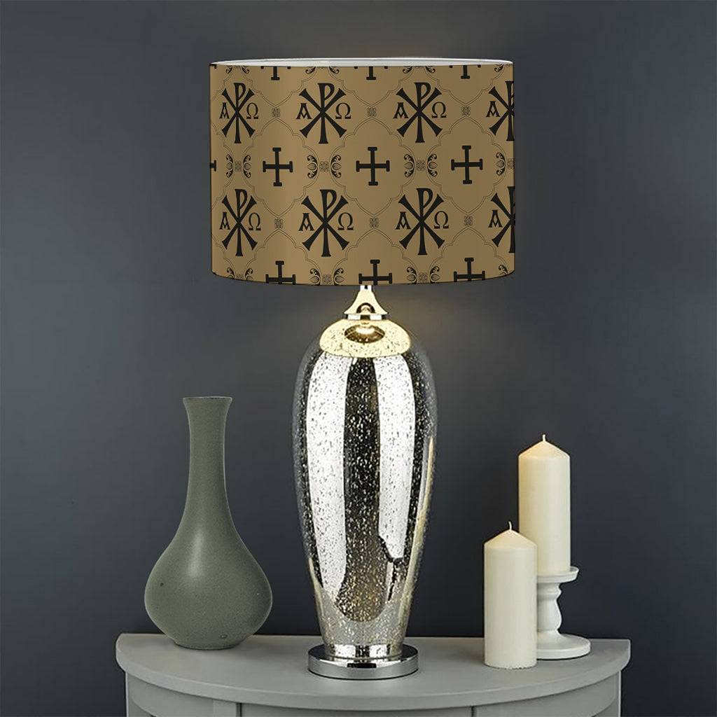 Beige And Black Orthodox Pattern Print Drum Lamp Shade
