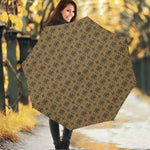 Beige And Black Orthodox Pattern Print Foldable Umbrella