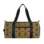 Beige And Black Orthodox Pattern Print Gym Bag