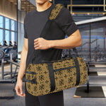 Beige And Black Orthodox Pattern Print Gym Bag