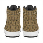 Beige And Black Orthodox Pattern Print High Top Leather Sneakers