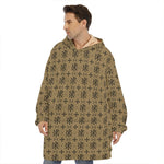 Beige And Black Orthodox Pattern Print Hoodie Blanket