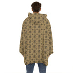 Beige And Black Orthodox Pattern Print Hoodie Blanket