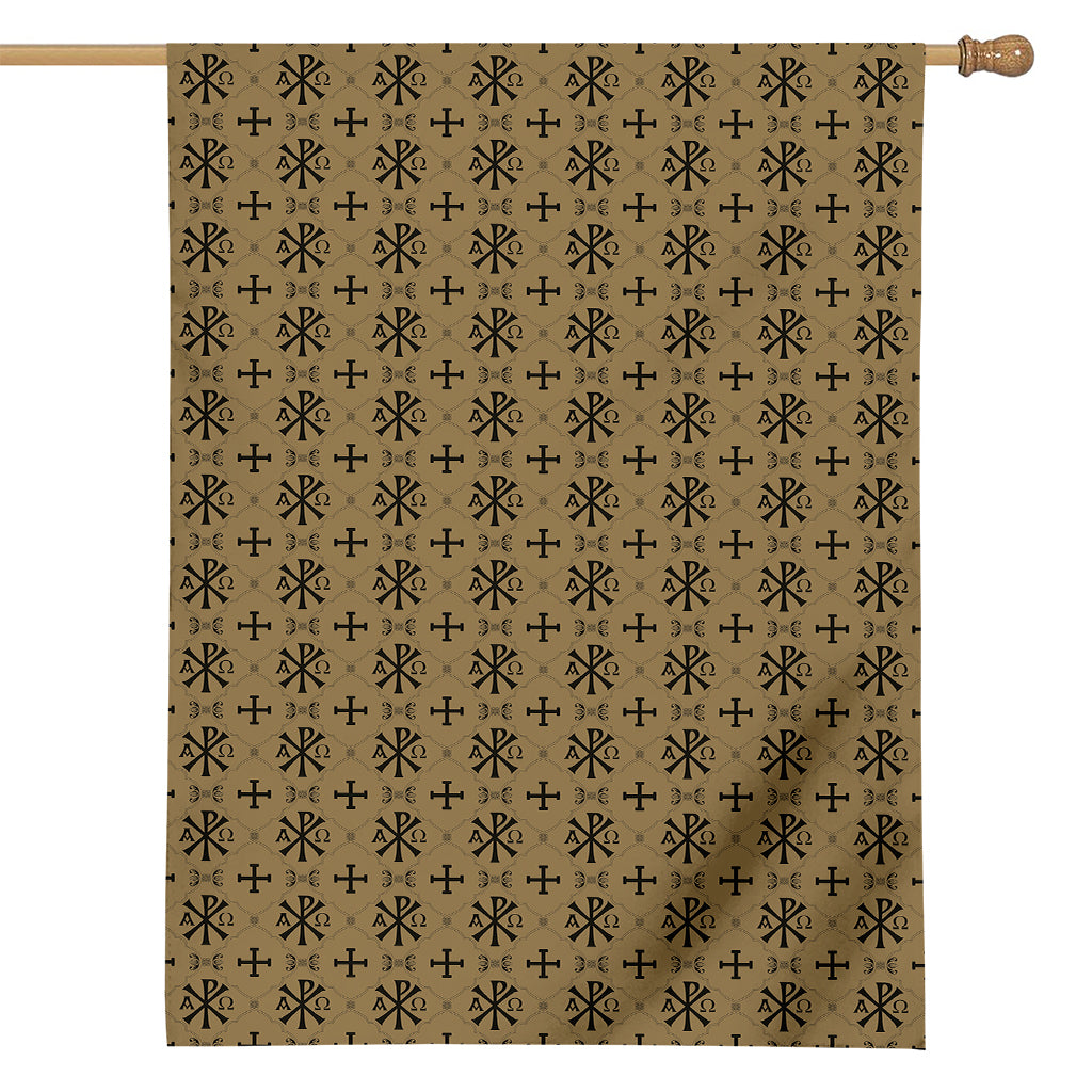 Beige And Black Orthodox Pattern Print House Flag