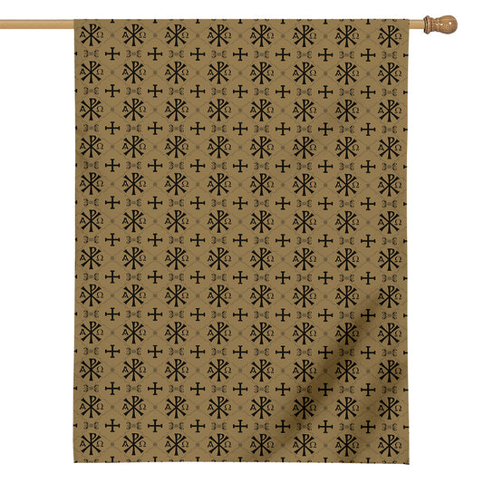 Beige And Black Orthodox Pattern Print House Flag