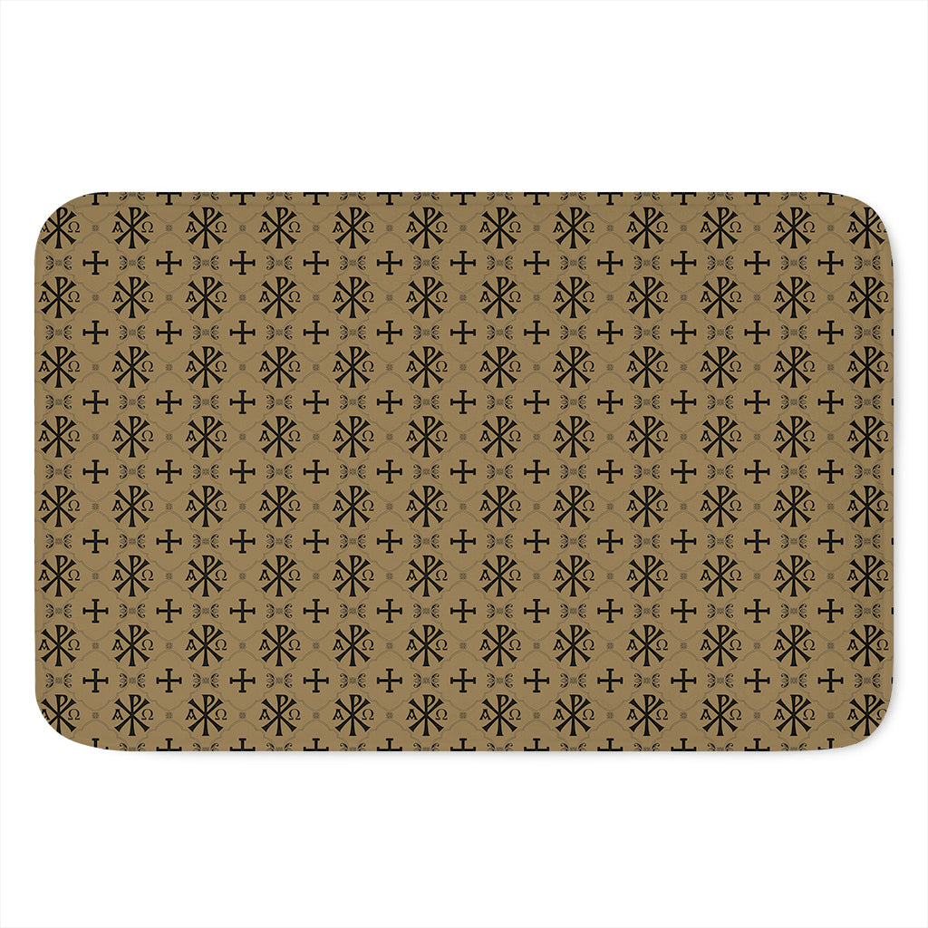 Beige And Black Orthodox Pattern Print Indoor Door Mat