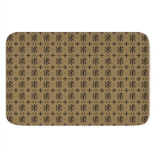 Beige And Black Orthodox Pattern Print Indoor Door Mat