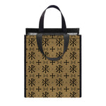 Beige And Black Orthodox Pattern Print Insulated Lunch Tote