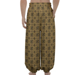 Beige And Black Orthodox Pattern Print Lantern Pants