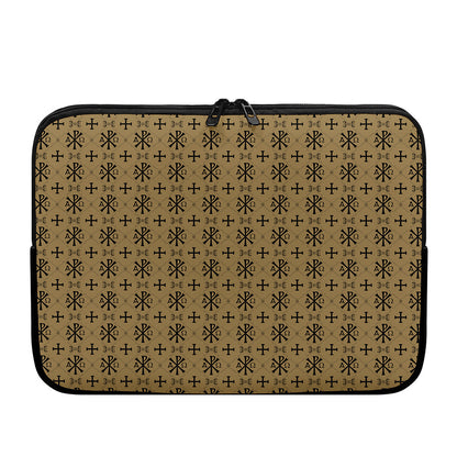 Beige And Black Orthodox Pattern Print Laptop Sleeve