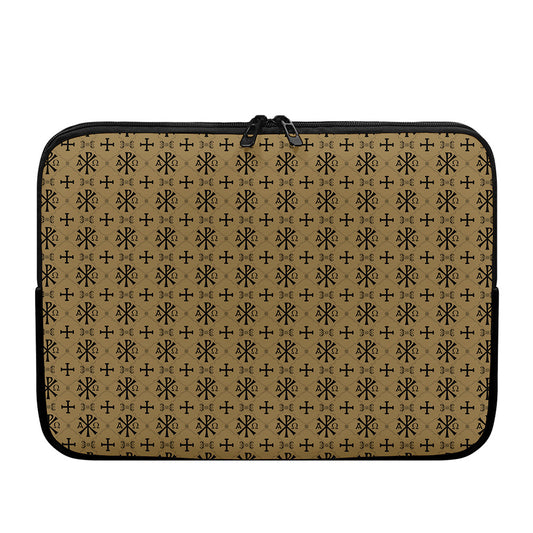 Beige And Black Orthodox Pattern Print Laptop Sleeve