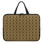 Beige And Black Orthodox Pattern Print Laptop Sleeve With Handle