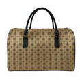 Beige And Black Orthodox Pattern Print Leather Duffel Bag