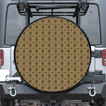 Beige And Black Orthodox Pattern Print Leather Spare Tire Cover