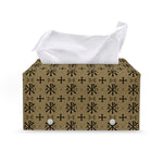 Beige And Black Orthodox Pattern Print Leather Tissue Box Cover