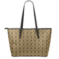 Beige And Black Orthodox Pattern Print Leather Tote Bag With Zipper
