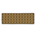 Beige And Black Orthodox Pattern Print Long Kitchen Mat