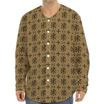 Beige And Black Orthodox Pattern Print Long Sleeve Baseball Jersey
