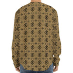 Beige And Black Orthodox Pattern Print Long Sleeve Baseball Jersey