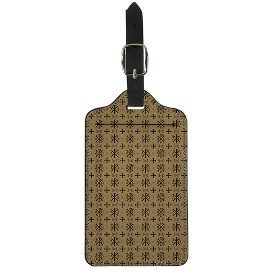 Beige And Black Orthodox Pattern Print Luggage Tag