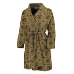 Beige And Black Orthodox Pattern Print Men's Bathrobe
