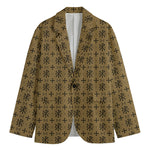 Beige And Black Orthodox Pattern Print Men's Blazer