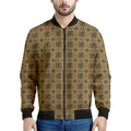 Beige And Black Orthodox Pattern Print Men's Bomber Jacket