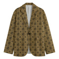 Beige And Black Orthodox Pattern Print Men's Cotton Blazer