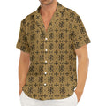 Beige And Black Orthodox Pattern Print Men's Deep V-Neck Shirt