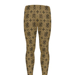 Beige And Black Orthodox Pattern Print Men's leggings