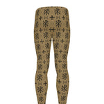 Beige And Black Orthodox Pattern Print Men's leggings