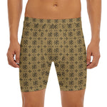 Beige And Black Orthodox Pattern Print Men's Long Boxer Briefs