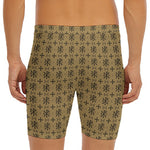 Beige And Black Orthodox Pattern Print Men's Long Boxer Briefs