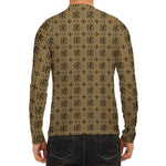 Beige And Black Orthodox Pattern Print Men's Long Sleeve Rash Guard