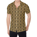 Beige And Black Orthodox Pattern Print Men's Shirt