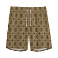 Beige And Black Orthodox Pattern Print Men's Athletic Shorts