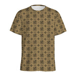 Beige And Black Orthodox Pattern Print Men's Sports T-Shirt
