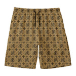 Beige And Black Orthodox Pattern Print Men's Swim Trunks
