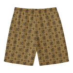 Beige And Black Orthodox Pattern Print Men's Swim Trunks