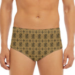 Beige And Black Orthodox Pattern Print Men's Triangle Swim Briefs