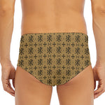 Beige And Black Orthodox Pattern Print Men's Triangle Swim Briefs