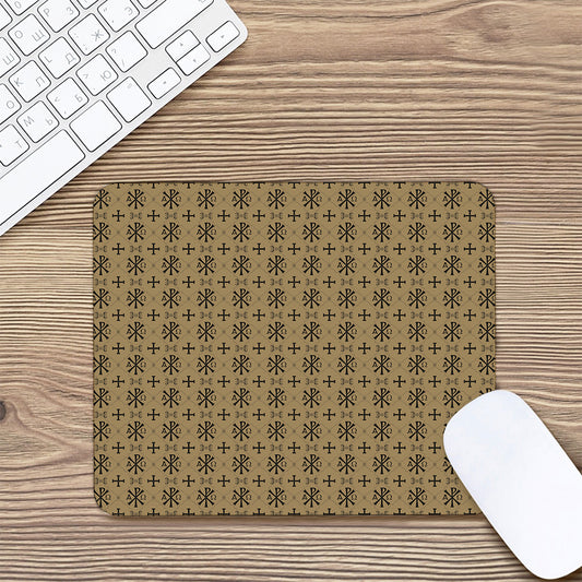 Beige And Black Orthodox Pattern Print Mouse Pad